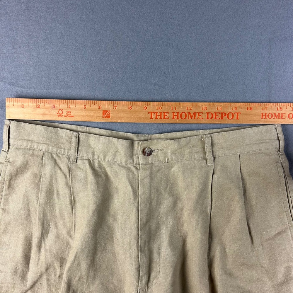 Jos. A. Bank Shorts Mens 36 Tan Pleated 100% Linen Sportswear Casual Classic - Picture 5 of 15